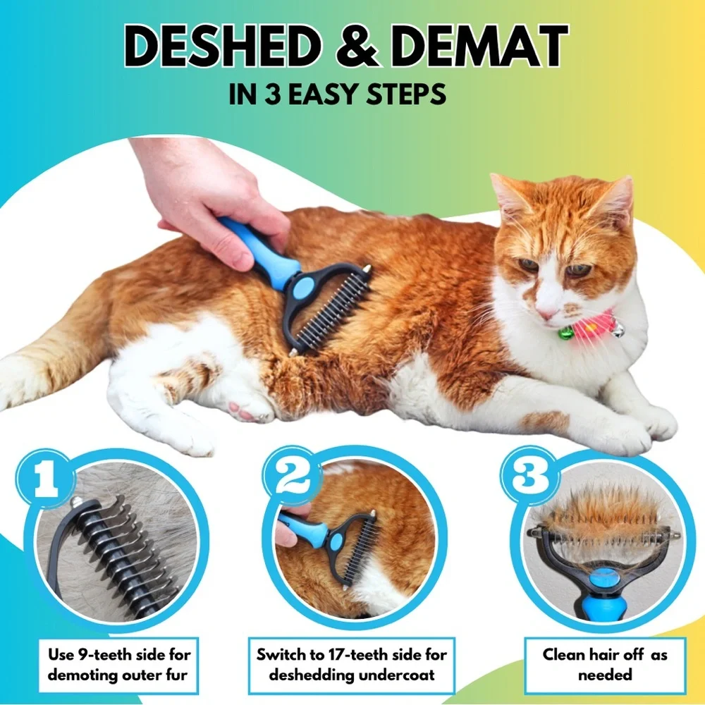 Pet Grooming Brush, shedding Brush, Brush for Short/Medium/Long Haired Cats/Dogs